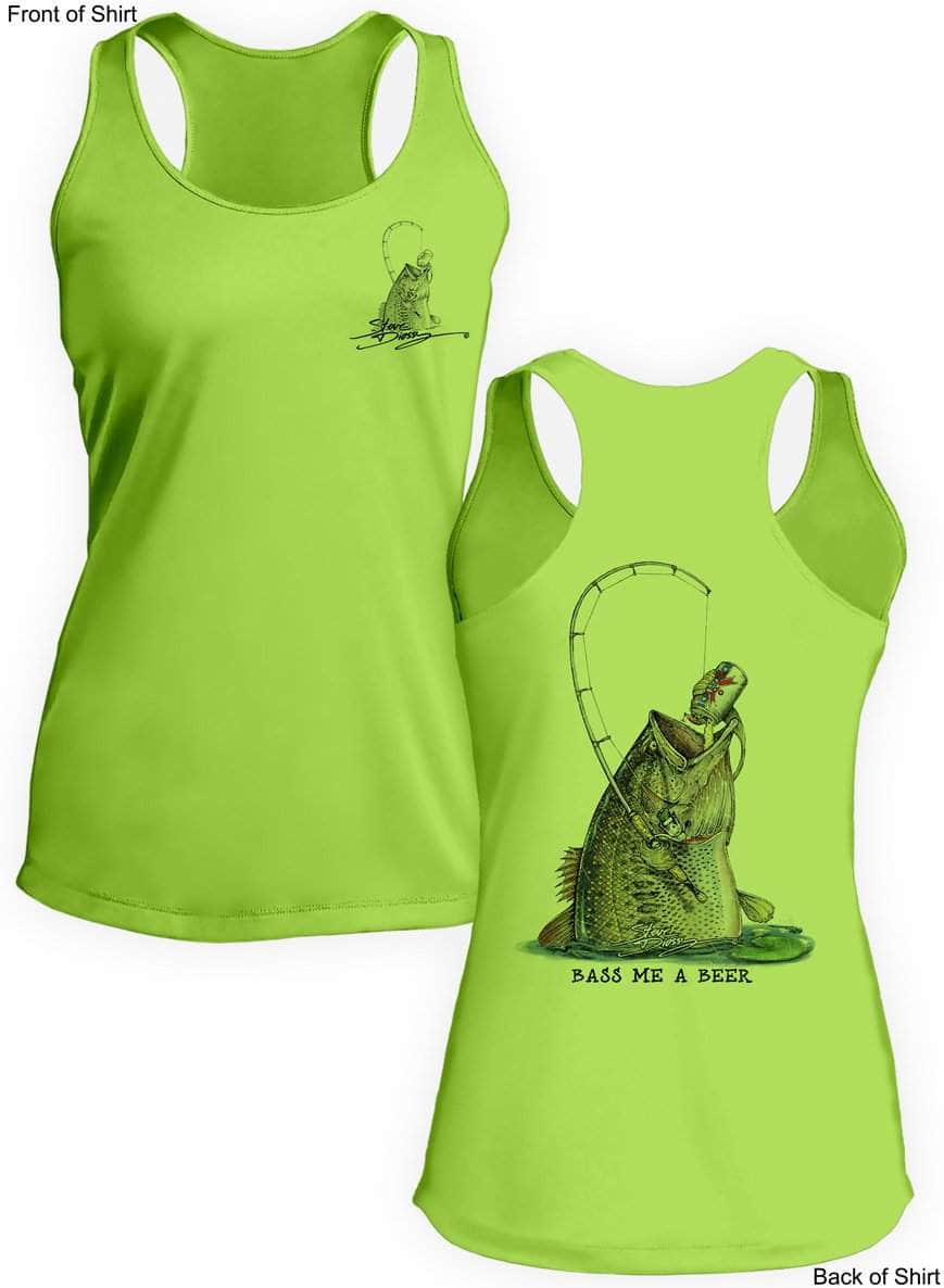 Bass Me A Beer- Ladies Racerback Tank-100% Polyester